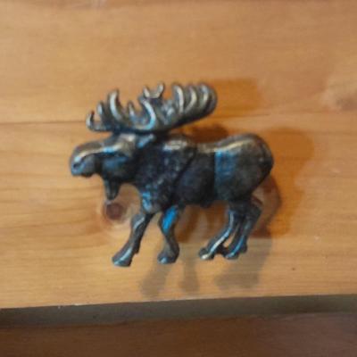 Two-tiered nightstand / side table with moose drawer pull. (2 of 2)