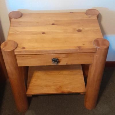 Two-tiered nightstand / side table with moose drawer pull. (2 of 2)