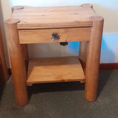 Two-tiered nightstand / side table with moose drawer pull. (2 of 2)