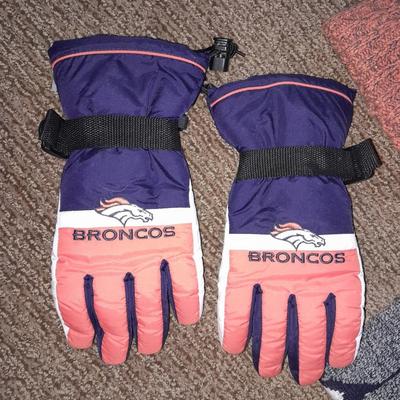 Denver Bronco's Winter apparel Hat, Scarf, Gloves with an umbrella