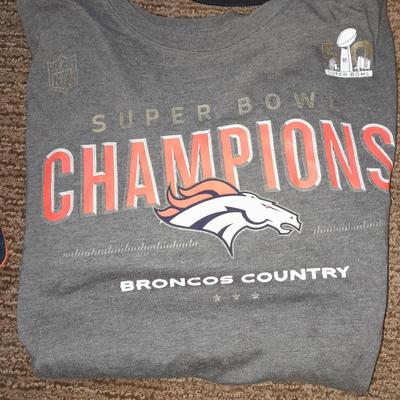 Denver Bronco's apparel new socks, Gloves, hat, T-shirt and a sticker