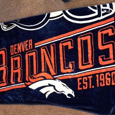 Bronco's blanket cuddle up game time with t-shirt and new socks