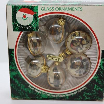 HUMMEL set of (6) Vintage Glass Christmas Ornaments