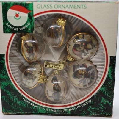 HUMMEL set of (6) Vintage Glass Christmas Ornaments