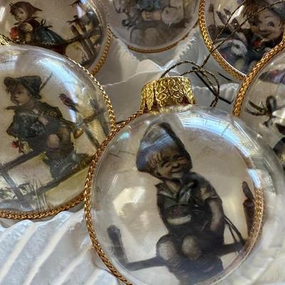 HUMMEL set of (6) Vintage Glass Christmas Ornaments