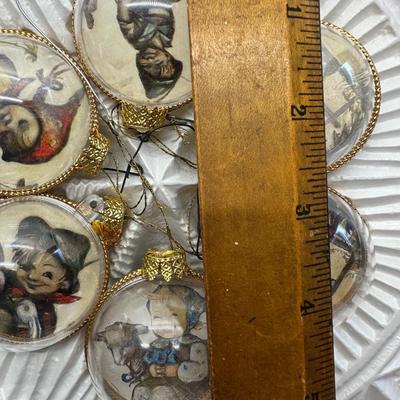 HUMMEL set of (6) Vintage Glass Christmas Ornaments