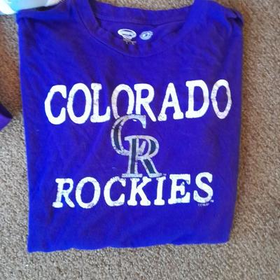 Colorado Rockies Apparel Shirts, hat and cooler bag