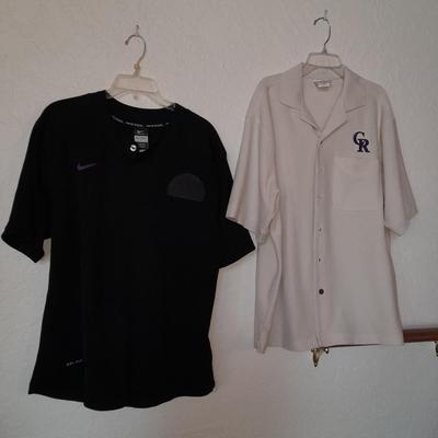 Two Colorado Rockies shirts Nike Dri-fit Large and Lee sport Size Medium