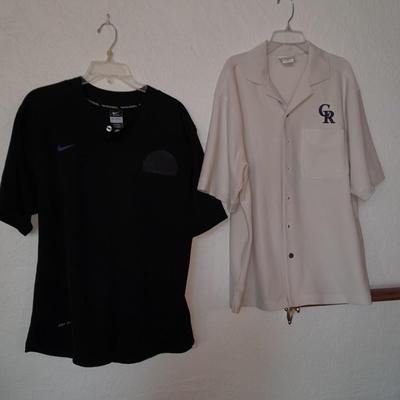 Two Colorado Rockies shirts Nike Dri-fit Large and Lee sport Size Medium