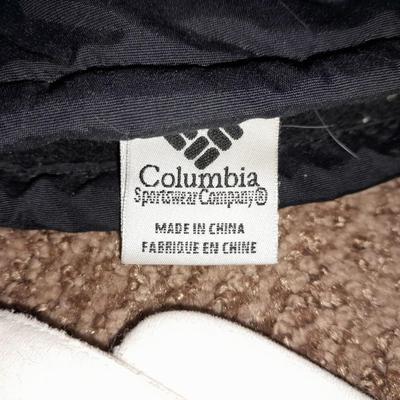 Winter wear, White, Black, and Gray scarves with a pair of Columbia gloves and stocking cap