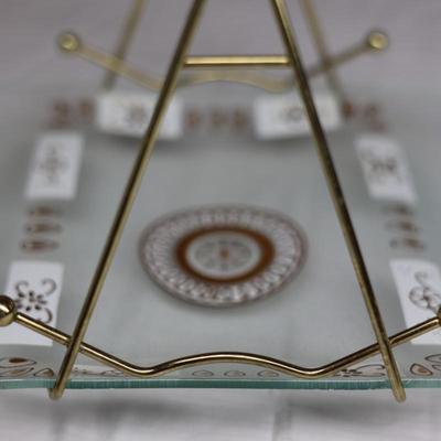 Inland Glass Three-Section Serving Tray W/ Wooden Handle