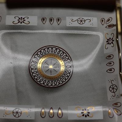 Inland Glass Three-Section Serving Tray W/ Wooden Handle