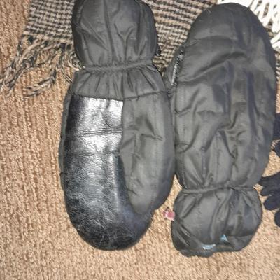Winter - wear Two beanie hats, two scarves, and two pair of gloves