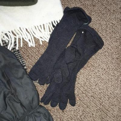 Winter - wear Two beanie hats, two scarves, and two pair of gloves