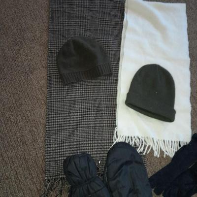 Winter - wear Two beanie hats, two scarves, and two pair of gloves