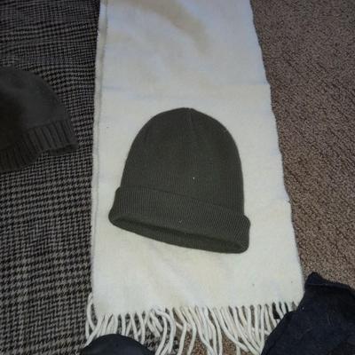 Winter - wear Two beanie hats, two scarves, and two pair of gloves