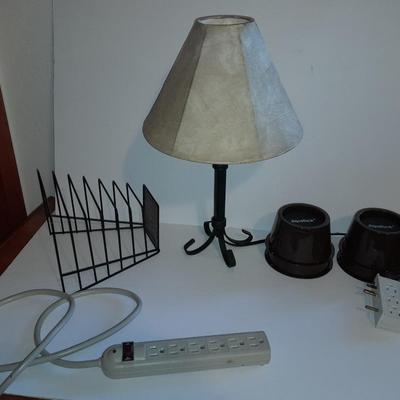 Small lamp, Metal organizer, Power strip, Slapsticks