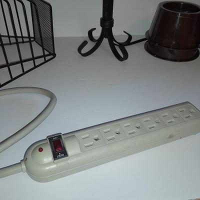 Small lamp, Metal organizer, Power strip, Slapsticks