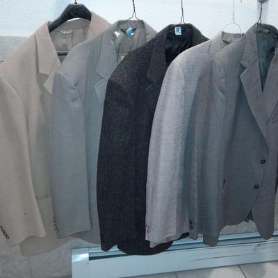 Five suit coats Huntington, 42L, Handwoven Donegal tweed, Joslins and more brands