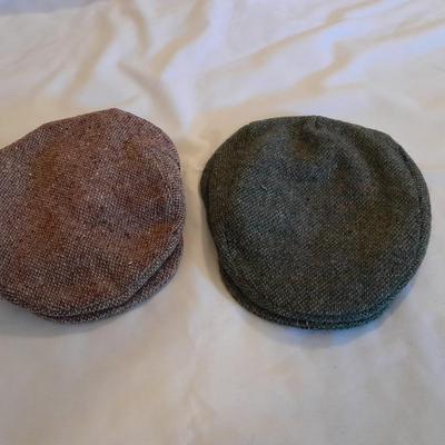 Two vintage tweed hats pure wool Munster Banana Republic L & Hanna Hats Donegal Wool cap