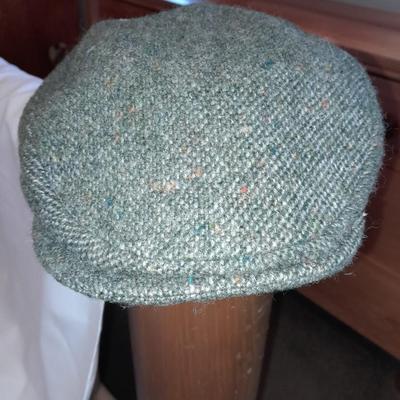 Two vintage tweed hats pure wool Munster Banana Republic L & Hanna Hats Donegal Wool cap