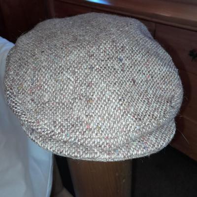 Two vintage tweed hats pure wool Munster Banana Republic L & Hanna Hats Donegal Wool cap