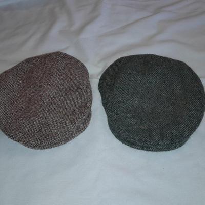 Two vintage tweed hats pure wool Munster Banana Republic L & Hanna Hats Donegal Wool cap