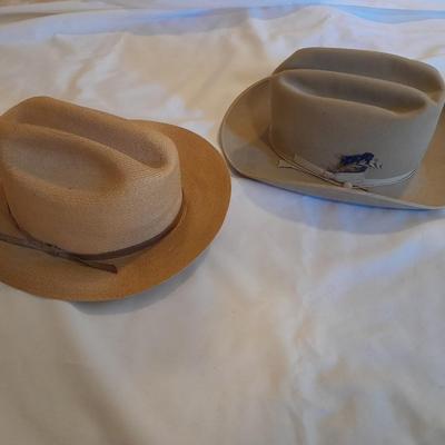 Two vintage hats - Royal De Luxe Stetson "Open road"  7 3/8 - Bee cool