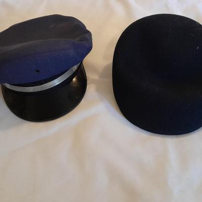 Two vintage hats - England made Clery's Showerproof Dublin cap - Trailways Driver's Cap