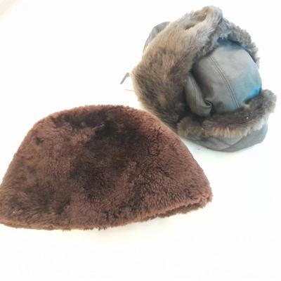 Two trapper hats - North King Dyed Mutton Lamb trapper hat - Kangol Faux fur hat