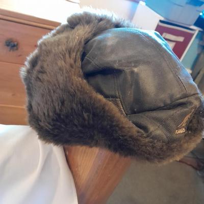 Two trapper hats - North King Dyed Mutton Lamb trapper hat - Kangol Faux fur hat