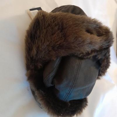Two trapper hats - North King Dyed Mutton Lamb trapper hat - Kangol Faux fur hat