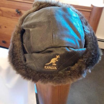 Two trapper hats - North King Dyed Mutton Lamb trapper hat - Kangol Faux fur hat