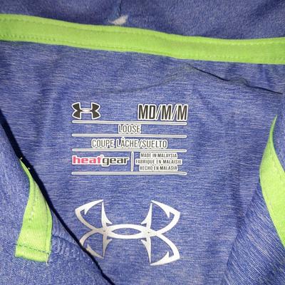 Six mens tops - two Under armor heatgear- Copper fit - LL Bean - Victorinox Most size Large