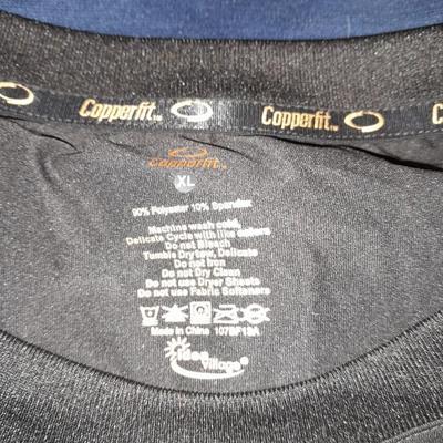 Six mens tops - two Under armor heatgear- Copper fit - LL Bean - Victorinox Most size Large