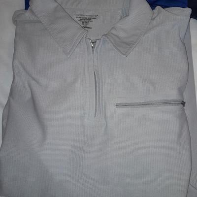 Six mens tops - two Under armor heatgear- Copper fit - LL Bean - Victorinox Most size Large