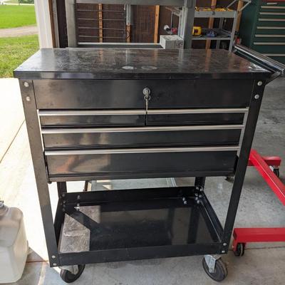 Black 4-Drawer Flip Top Service Cart