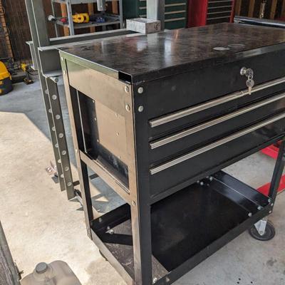 Black 4-Drawer Flip Top Service Cart