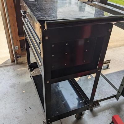 Black 4-Drawer Flip Top Service Cart