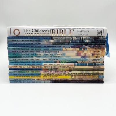 GROLIER ~ Set Nineteen (19) Childrens Bible Stories & Bible