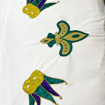 Silk Embellished Fleece Mardi Gras Blanket With Tassels