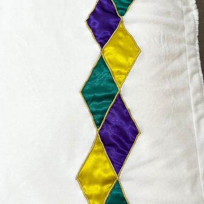 Silk Embellished Fleece Mardi Gras Blanket With Tassels