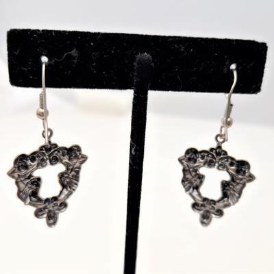 Lot #22  Pair of Sterling Silver Repousse Style Earrings