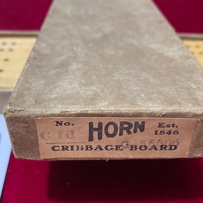 Vintage Horn Cribbage Board