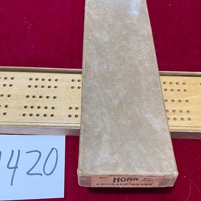 Vintage Horn Cribbage Board