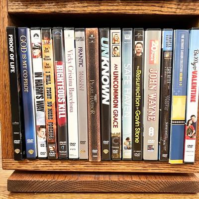 Double Sided Wood Swivel Multimedia Tower ~ 70 Assorted DVDâ€™s Included