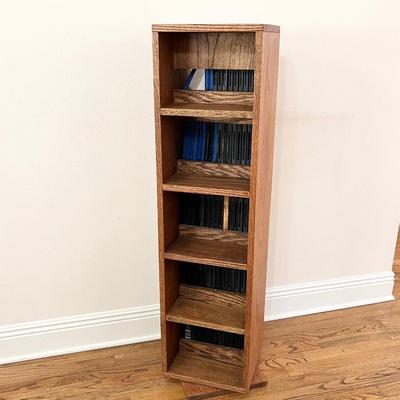 Double Sided Wood Swivel Multimedia Tower ~ 70 Assorted DVDâ€™s Included