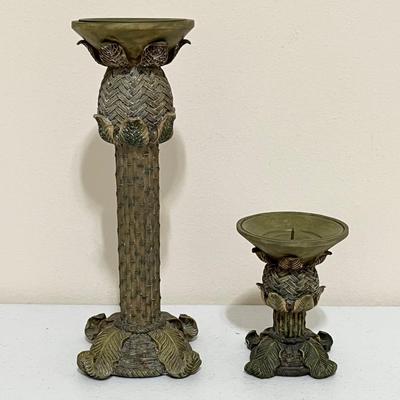 Tropical Themed Heavy Resin Candlesticks ~ Set Of Four (4)
