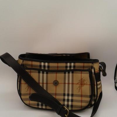 Burburry's beige/black Haymarket Check Handbag