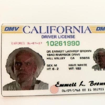 Back to the Future Emmett Brown CA Driver License
